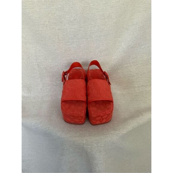 Coach Shoes - Coach Red Orange Noelle Sandal In Signature Terry Cloth size 6.5